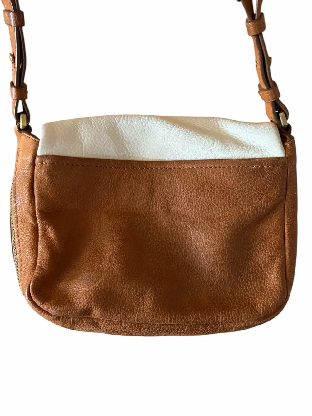 Fossil Preston Small Flap Crossbody Leather Bag Pink Red Brown Ivory‎ Striped